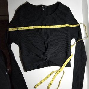 Papaya Women's Long Sleeve Black Ribbed Blouse Size L